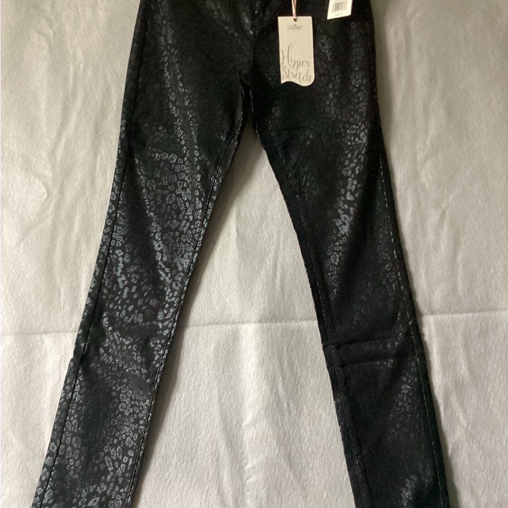 women’s coated cheetah print jeans size 10 mid rise hyper stretch ankle NWT